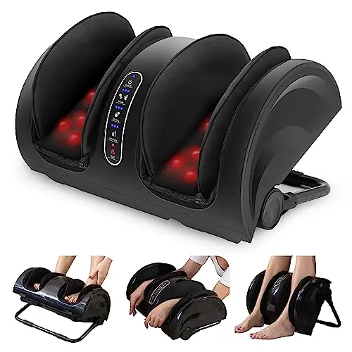Snailax Shiatsu-Fußmassagegerät mit Wärme, Beinmassagegerät elektrisch mit Kneten und Rollen, Wadenmassagegerät zur Entspannung, Fußmassage, Geschenke