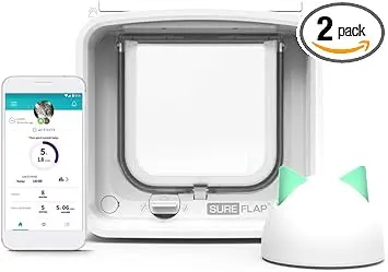 SureFlap Sure Petcare Mikrochip-Katzenklappe Connect mit Sure Petcare Hub, DualScan-Technologie, kompatibel mit RFID-Halsband und Mikrochip, batteriebetrieben, Steuerung über Smartphone-App