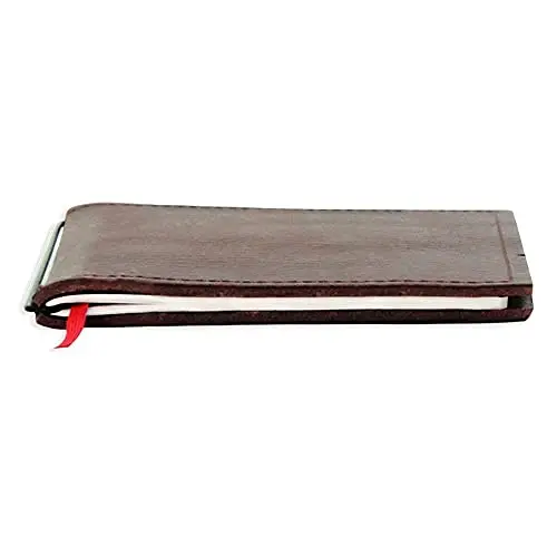 X17-A5 Notizbuch/Personal Organizer | 9 mm dünn | braun "kastanie", aus Leder. Nachfüllbar. Notizheft (blanko) mit Doppeltasche, Made in Germany.