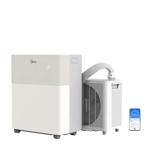 Midea PortaSplit-E Mobile Klimaanlage,Kühlen A++/Heizen A+, 12000 BTU 3,5kW,Mini-Split-Klimaanlage, Farbe Pfirsich,für Räume bis zu 42 m² / 105 m³, nur 39 dB(A) im Silent-Modus [Energieklasse A++]