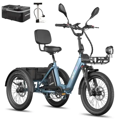 Fafrees F20 Mate E Bike Dreirad für Erwachsene 48V Zulassung [ Offiziell ] Herren E Bike Damen, Elektrofahrrad 3 Rädern 65N.m, Elektro Dreirad 20 Zoll, Ebike Lastenfahrrad IPX5, Fahrrad Fatbike 180kg
