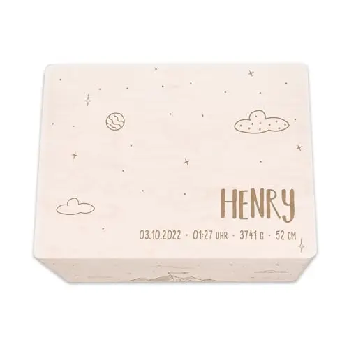 hellomini Erinnerungsbox aus Holz mit Gravur personalisierbar