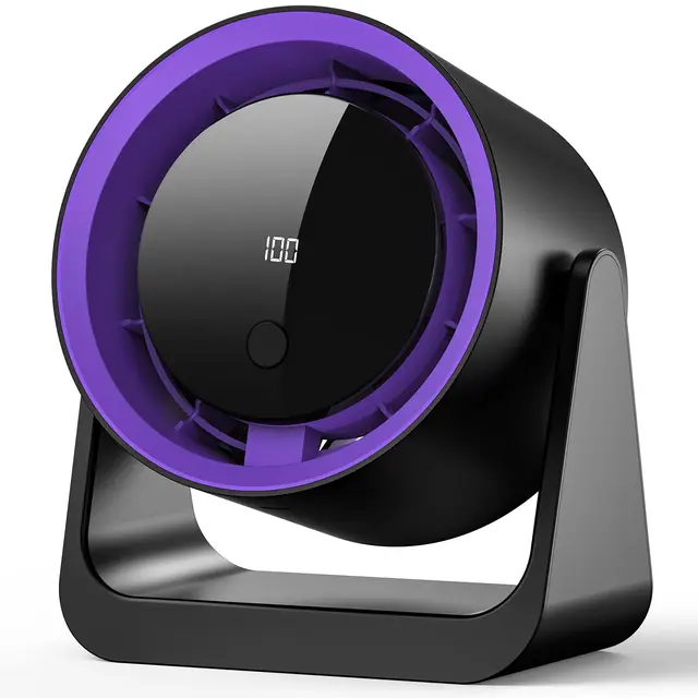 Schreibtischventilator, fünf Lüftergeschwindigkeiten, 180-Grad-Rotationseinstellung Tischventilator - 100-Stufen Präzision, 5W leiser USB Ventilator mit 2000mAh Akku & 180° (Schwarz)