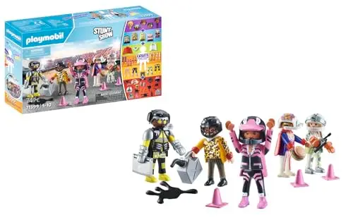PLAYMOBIL My Figures 71399 Stunt Show, 5 Spielfiguren mit über 1000 Kombinationsmöglichkeiten, mit Funkgerät, Helmen und Leitkegeln für tolle Stunts, Spielzeug für Kinder ab 5 Jahren