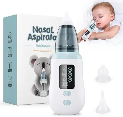 Bubbacare Elektrischer Nasensauger Baby mit 4 Aufsätzen, Blau