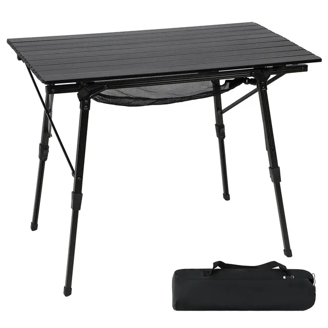 Portal Campingtisch faltbar Höhenverstellbar Klapptisch Aluminium 90 x 53cm für 4 Personen leicht Camping klappbarer Falttisch