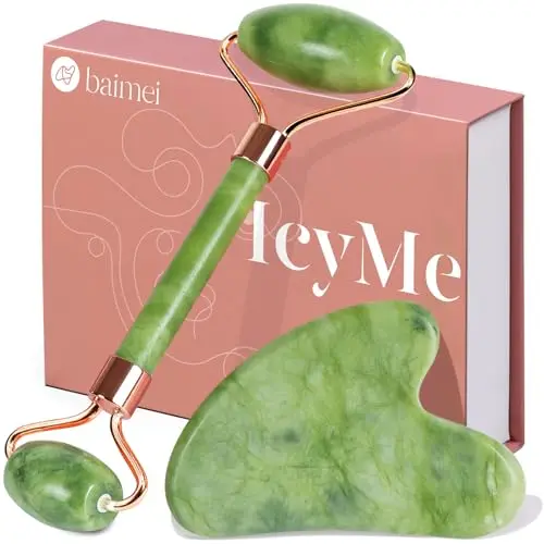 BAIMEI Gua Sha und Gesichtsroller Set Jade Roller JK-0052