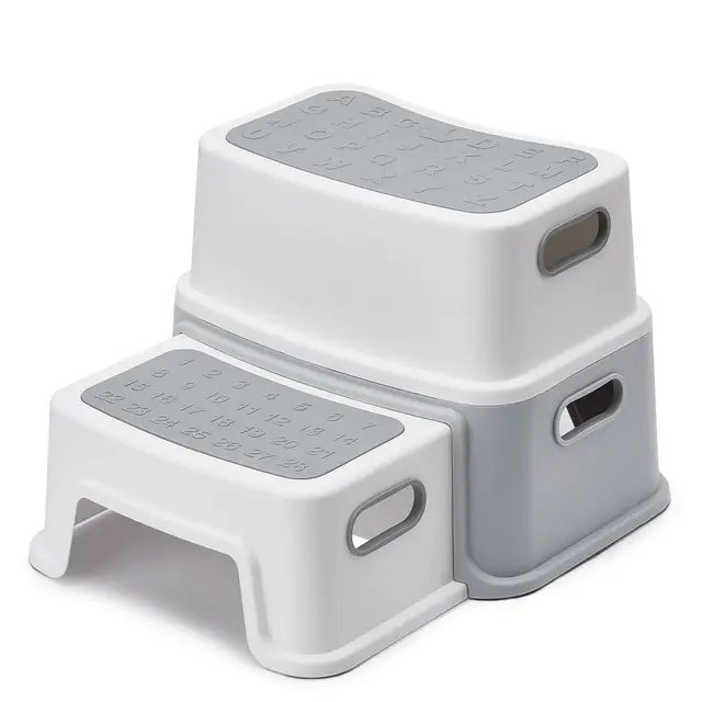 HOUSE DAY Tritthocker Kinder 2 Stufen(hoch 25cm)-Sichere Tritthocker mit Anti Rutsch Füßen für Badezimmer,Toilette Hocker Anti Kipp Tritthocker