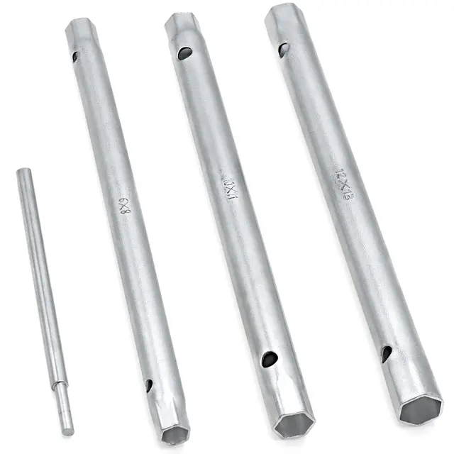 DAKCOS Rohrsteckschlüsselsatz 4-tlg. Metrisch 8x9mm-10x11mm-12x13mm inkl. Drehdorn, mattiert, für Spüle, Wasserhahn Installation und Reparatur