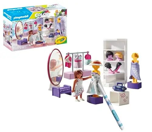 PLAYMOBIL Color 71373 Fashion Design Set, Design für Verschiedene Kleidungsstile, mit wasserlöslichen Stiften, Schwamm und zahlreichem Zubehör, künstlerisches Spielzeug für Kinder ab 5 Jahren