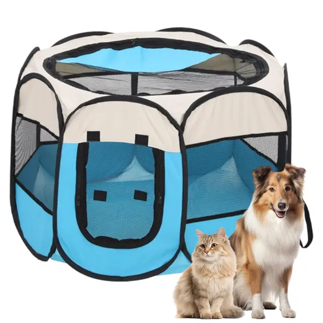 Tragbarer Welpenauslauf, Laufstall Hund für den Innen und Outdoor, Faltbarer Laufstall für Hunde und Katzen, Wasserdichtes Oxford-Tuch Welpenlaufstall für Katzen, Hunde, Kaninchen, 74x74x43 cm
