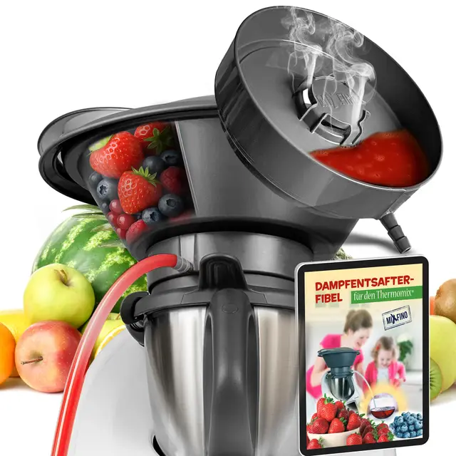 MixFino Dampfentsafter für Thermomix TM6, TM5, TM31 & Friend | Entsafter Zubehör für große Mengen Obst & Gemüse aus deinem Garten | Saftkocher Aufsatz für Säfte, Gelee & Sirup | Made in Germany