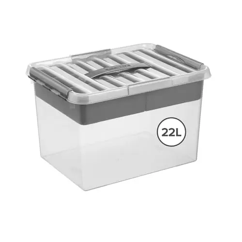 Sunware Q-line Aufbewahrungsbox mit Fächern 22L - 40x30x26cm - box mit fächern und deckel - transparent metaal
