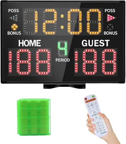 LUCKY TIME Elektronische Basketball-Anzeigetafel mit Summer, batteriebetriebene Digitale Anzeigetafel mit Fernbedienung, tragbare Punktestand-Anzeige, batteriebetriebenes Anzeigebrett für Sportspiele