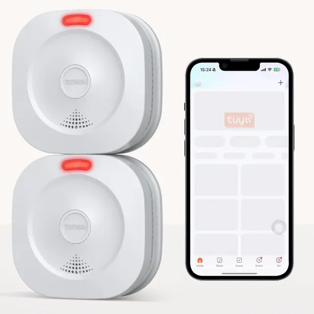 ZYTA WiFi Rauchmelder für den Heimgebrauch, 10-Jahres-Batterie Feuermelder, LED-Indikator Große Test-/Stille-Taste, EN 14604 Norm (2 PCS)