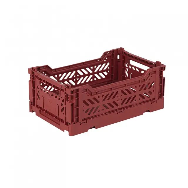 AYKASA Klappkiste, stabile Faltkiste aus Kunststoff, stapelbar, Tile Red, Mini (27x17x11cm)