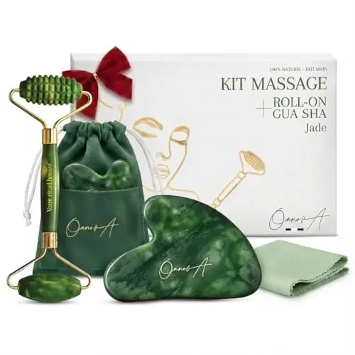 OanovA Jade Gesichtsroller & Gua Sha Stein Set