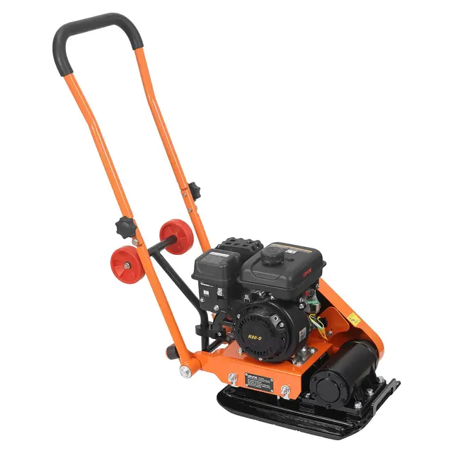 VEVOR Benzin Rüttelplatte, 2 PS (79 CC) Motor, 5250 U/min Vibrationsstampfer, Verdichter 8 kN Verdichtungsdruck, 410x315 mm Platte, Handgeführte Rütteler für Pflasterarbeiten, Asphalt & Fundamente