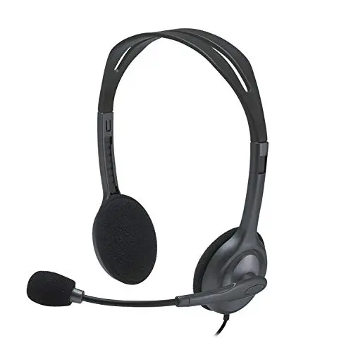 Logitech H111 Kopfhörer mit Mikrofon, Stereo-Headset, Verstellbares Mikrofon mit Rauschunterdrückung, Verstellbarer Kopfbügel, Audio/Mikrofon Dualanschluss mit zwei 3,5mm Klinken - Schwarz