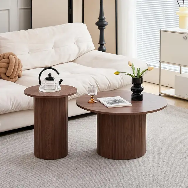 hjhomeheart couchtisch 2er set rund holz