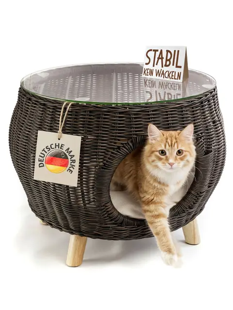 petigi rattan katzenhöhle beistelltisch