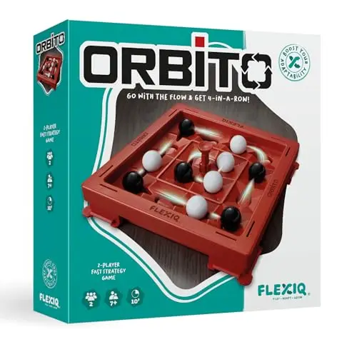 FlexiQ Orbito Rot, Strategiespiel | Gesellschaftsspiele ab 7 Jahren | Spiele für 2 Personen | Reisespiele Erwachsene und Kinder | 10 Minuten Spielzeit