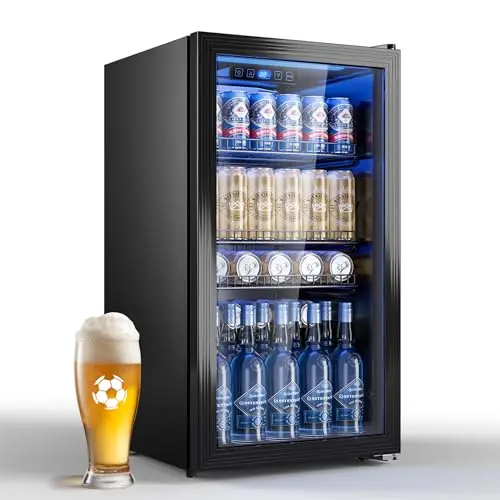 TRIUMPHKEY 90L Mini-Kühlschrank mit Glasfront für 128 Dosen