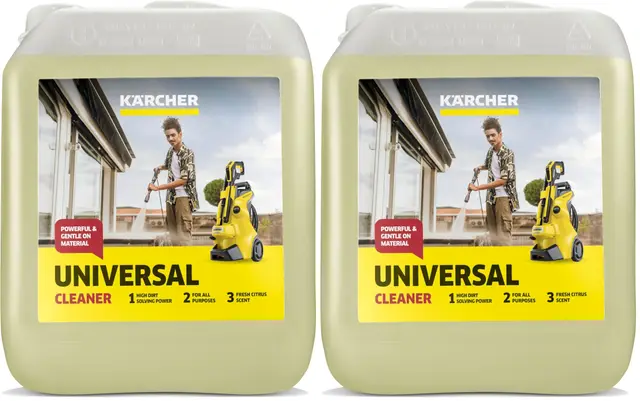 Kärcher Universalreiniger Profi RM 555, Kraftvoller Allzweckreiniger, geeigner für die Reinigung von Gartenmöbel, Fahrzeuge, Fassaden etc., 5 Liter Reinigungsmittel (Packung mit 2)