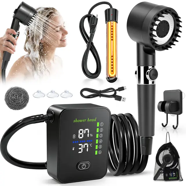 kingsom campingdusche mit pumpe 8000mah