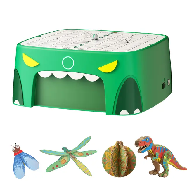 Kartonschneider Kinder Spielzeug ab 3 Jahren | Sicheres DIY Karton Werkzeug & STEM Spielzeug | Karton & Pappe upcyceln für kreative 3D-Modelle – ideal Geschenkideen für Zuhause und Schule (Grün)