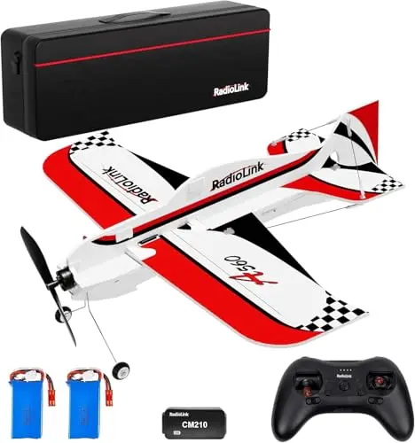 Radiolink A560 RC Flugzeug 3D Kunstflugzeug Bereit zu fliegen (RTF) 4 Kanäle mit Byme-A Gyro Flugregler, T8S Fernseteuerung, R8FM Empfänger Brushless Motor Freundlich für Anfänger & Fortgeschrittener