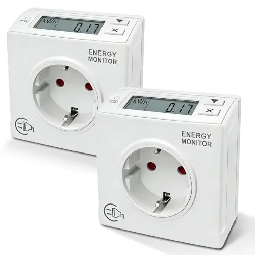 G-ELEK Stromzähler 2er Set | Energiekostenmessgerät für Steckdose mit Kindersicherung, Speicherfunktion & Reset-Taste | 230V 16A 3680W | Plug & Play | Weiß