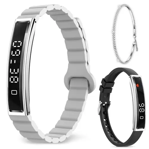 Efolen Fitness Armband Damen Herren, 16.5g Smartwatch Pulsuhr SpO2 Schlafmonitor Schmal Schrittzähler, 12 Sportmodi Fitness Tracker, 2 Armbands Smart Watch Kompatibel mit Android iOS Silber