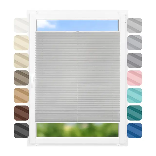 Birrke Plissee ohne Bohren Klemmfix, zum Kleben, Blickdicht, lichtdurchl | Fenster Plissee nach Maß Breite: 25-160 cm, Höhe: 150-230 cm - Jalousie innen, Sichtschutz, Sonnenschutz, 15 Farben