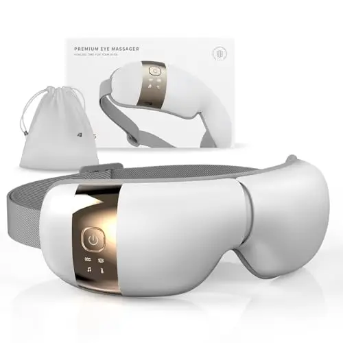 HubiCare HEM-5 Augenmassagegerät mit Wärme und Vibration, für müde Augen zur Entspannung, reduziert Augenbelastung Augenringe und Tränensäcke, fördert besseren Schlaf, faltbar tragbar (Weiß)