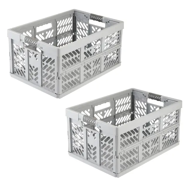 keeeper ben 2x Stabile Profi-Klappbox mit Soft-Touch Griffen, 45 l, Bis 50 kg Tragkraft, Robust und leicht, 54 x 37 x 28 cm, Grau (Nordic Grey)