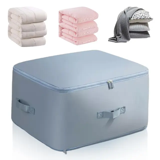 TBLMPNE Aufbewahrungstasche Ultra Platz Sparender Selbstkomprimierender Organizer, Aufbewahrungsbox Komprimierender Beutel for Bettdecken Kleidung Decken (Blau, XL 52x42x60CM)