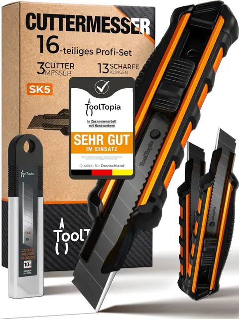 tooltopia 3x profi cuttermesser set mit
