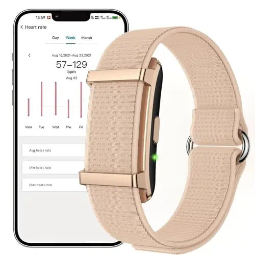 findtime Aktivitätstracker ohne Display Wearable Schrittzähler Fitness Tracker Armband Herzfrequenz Schlafmonitor Herzfrequenzmessung Wristband Nylon Smart Band Multisport-Modi Uique Rosa Gold