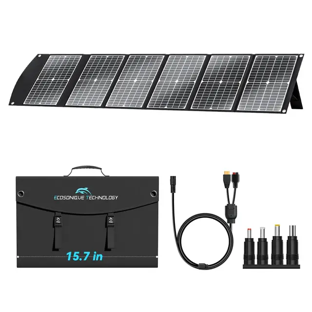 Ecosonique 100W Tragbare Faltbare Solarpanel Ladegerät Schnelles Laden mit USB-A QC3.0 USB-C PD3.0 DC 20V Leichtgewicht mit Kickstand für Camping Power Station Solargeneratoren Handys Power Bank