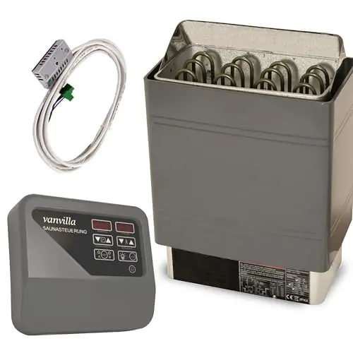 vanvilla Saunaofen 9kw mit externer Steuerung 380V Saunas Sauna Ofen Heizung Finnische Sauna Fasssauna Gartensauna für Aufguss