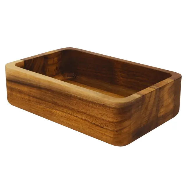 Jean & Len Holz Organizer aus Akazienholz, stilvolle Aufbewahrung für Kosmetika, Accessoires & Büro, mit einzigartiger Maserung, langlebige Aufbewahrungsbox, 18x12x5 cm