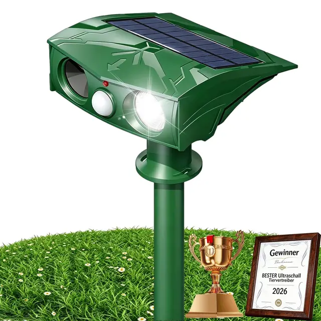 Katzenschreck Ultraschall, 4 Modi Solar Tiervertreiber Katzenabwehr mit Bewegungsmelder und Blinklicht, IPX6 Wasserdicht, Katzenschreck für Garten, Rasen, Innenhof
