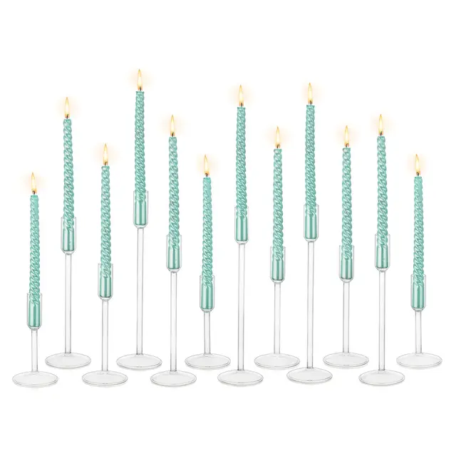 Hewory Kerzenständer Glas Kerzenhalter Stabkerze:12er Set Klar Stabkerzenhalter Hochzeitsdeko Kerzenständer Stabkerzen für Deko Wohnzimmer Weihnachten Tischdeko