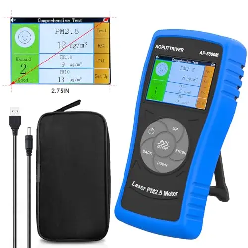 Feinstaubmessgerät Partikelmessgerät, PM2.5 Sensor AP-5800M, PM2.5 Luftqualitätsmonitor zum Testen von PM 2.5, PM1.0, PM10, geeignet für Innen/Außen/Schlafzimmer/Büro