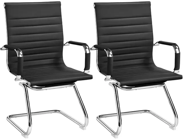 Yaheetech Konferenzstuhl 614350 Black, 2er-Set mit Armlehnen