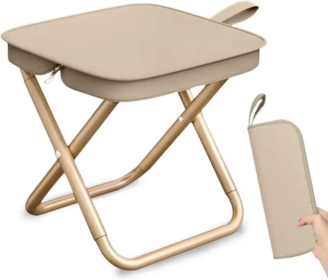 Kiuiom Campinghocker,Mini Klappstuhl,Klapphocker,Mini Camping Hocker,Klein Faltbar Hocker mit Tasche,Stabiler,Tragfähigkeit bis 220 Pfund,für Angeln Picknick Trekking Jagd Wandern,Schwarz (Grau)