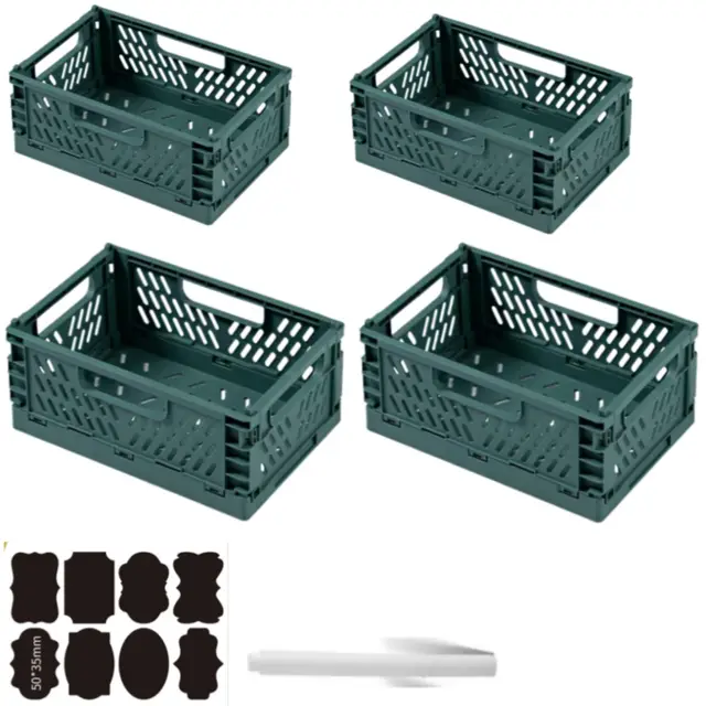 4 Stück Klappbox Klappkiste Grün, 2 pack 30×20×12 cm+2 pack 20×14×9 cm Klappboxen Faltbar Stabil Klappkorb Faltbar Klappkorb Aufbewahrungsbox Boxen Aufbewahrung für Küche,Arbeitszimmer,Büro
