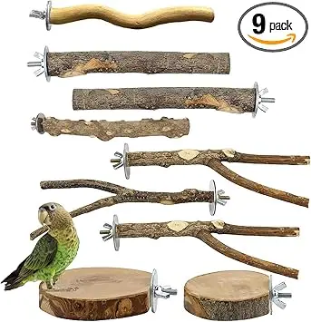 ecvukq 9-stück natur sitzstangen set