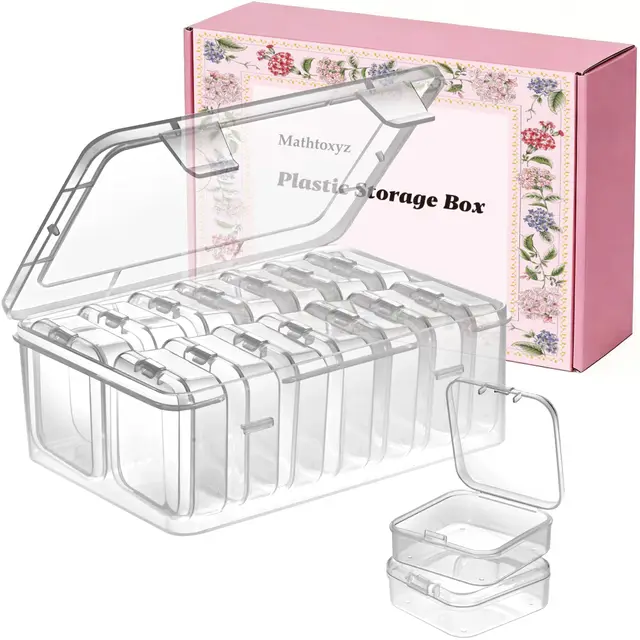 Mathtoxyz Mini-Aufbewahrungsboxen Set 15-teilig mit Klappdeckel